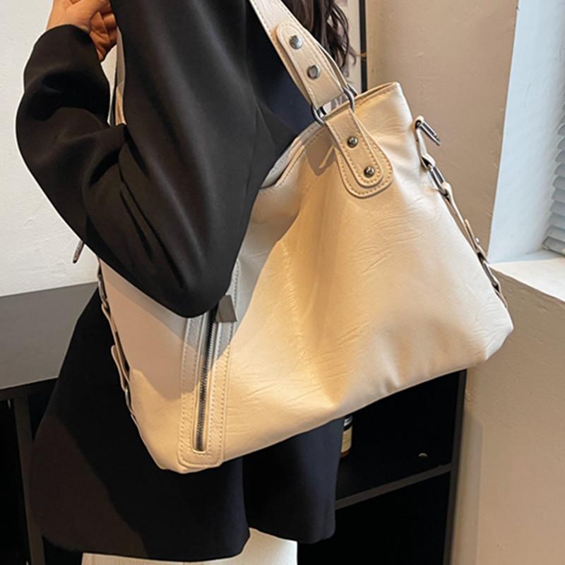 Женские большие сумки через плечо из мягкой кожи 2023, дизайнерская сумка через плечо большого размера, универсальная сумка-тоут, женская повседневная сумка-мессенджер белый