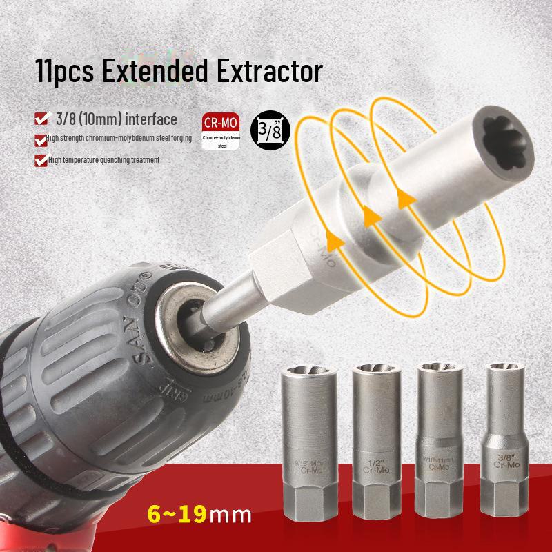 11-Piece Broken Screw & Nut Extractor Set with Wire Extractors