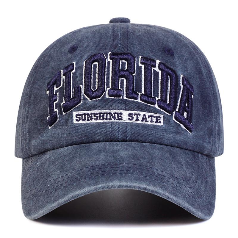 Letter Embroidered Baseball Cap Spring and Autumn Adult Versatile Duck Tongue Cap Vintage Washed Hat