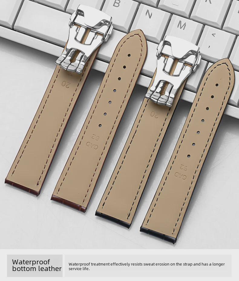 Omega Seamaster Genuine Leather & Bamboo Butterfly Strap - Men's & Women's Cowhide 20mm.