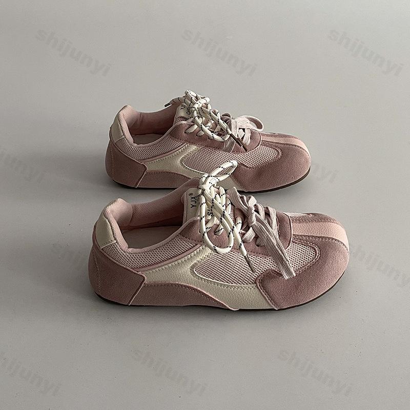 Fashion Versatile Korean Version Height Increasing Shoes Women Spring  New Retro Round Toe Lace Up Sports Leisure Sneakers