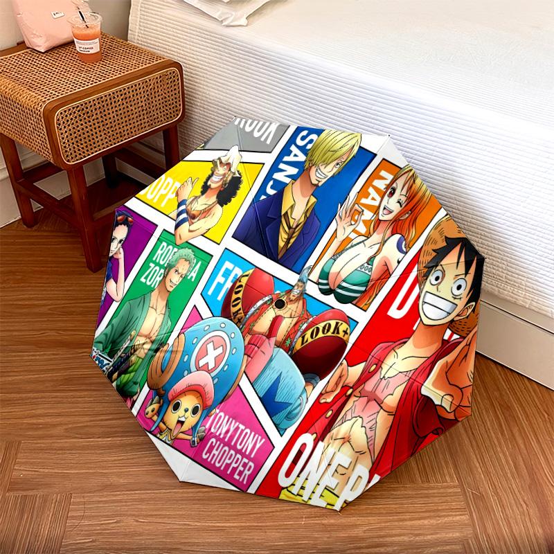 1 Stück Automatischer Faltregenschirm - Anime One Piece Muster Tragbares faltbares Design Mit 8 Rippen Weihnachts-Geburtstagsgeschenke