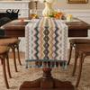 Geometric Pattern Table Runner Jacquard Runner, Colorful Triangles Vintage Floral with Tassel Edges for Home Farmhouse Dining Decor Sturdy Stitched