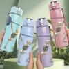 1PC Skeleton Weight Lifting Gym Pattern 750ml Color Plastic Sports Water Bottle Leakproof Flip Straw Lid Suitable for Sports Office Home Use