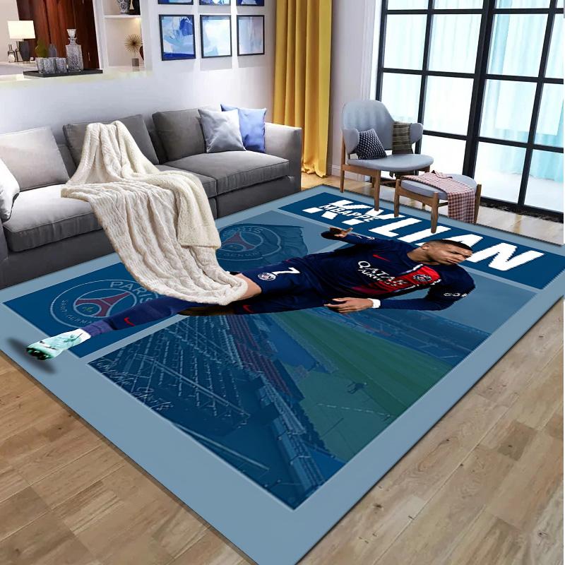 Kylian Mbappe Pattern Rug, Indoor/Outdoor Mat, for Picnic, Gameroom, Bedroom, Office, Living Room, Home Decor Carpet, Birthday Gift
