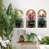 3Pcs 3D Flower Wall Stickers, Realistic Flowers Vase Wall Decals, Waterproof Self-Adhesive Potted Plants Stickers, Greenery Wall Stickers for Living