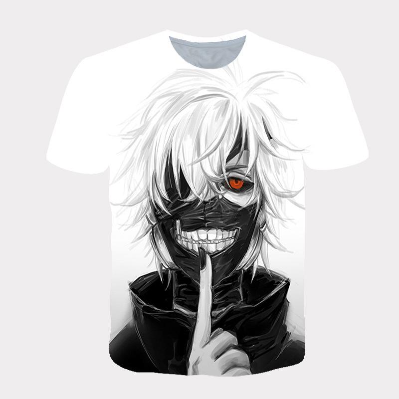 Tokyo Ghoul 3D Digital Printed T-Shirt, Anime Kaneki Fashion Tee, Lightweight Polyester Short Sleeve, Casual Daily Wear Streetwear