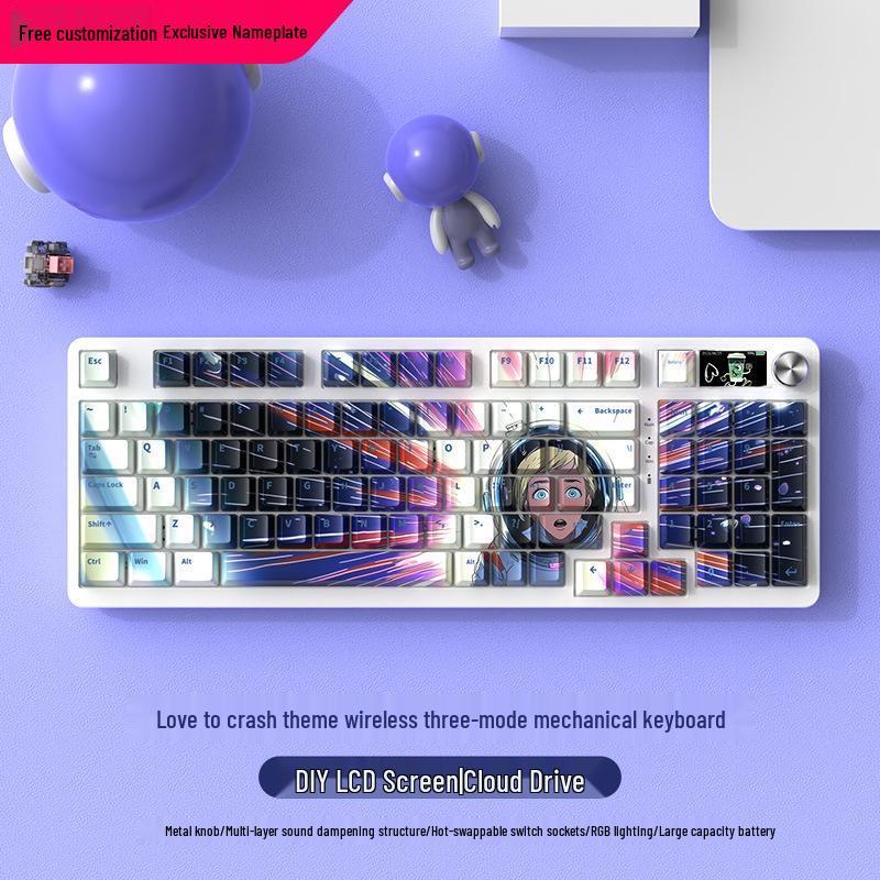 Wireless Bluetooth Mechanical Keyboard - 98-Key, Blue Switch, Silent for Gaming/Esports, High-Design for Girls/Office Use.