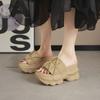 9CM Thick Bottom Round Head Sandals Slippers Female 2024 Summer Korean Fashion Open Toe Soft Non-slip Beach Shoes Luxury Slides