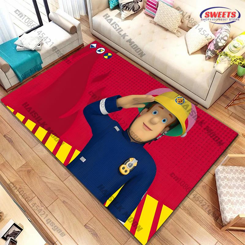 Tappeto Carino Pompiere S Sam Nuova Uscita! Tappeto per Soggiorno Camera da Letto, Stanza dei Bambini, Tappetino Durevole Lavabile in Lavatrice, Regali per Bambini