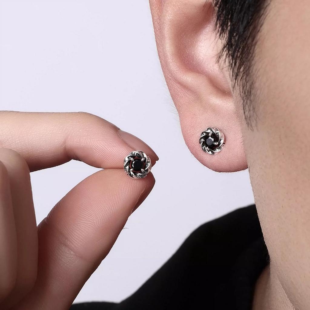 Letter Stud Earrings - Sophisticated Male Ear Ring for Versatile Use. Compact and Delicate Earrings for Any Occasion.
