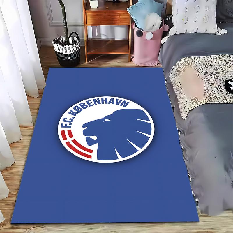 FC Copenhagen Logo Carpet, Blue Lion Pattern Home Decor Rug Suitable for Use As an Anti-slip for Living Room Bedroom Sofas