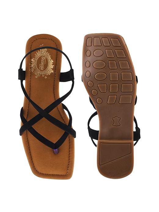Shoetopia Vibrant Strappy Square-Toe Thong Sandals For Women & Girls
