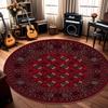 Boho Floral Black Round Area Rug Colorful Folk Art Flower Butterfly Circle Rug for Living Room Bedroom Hallway Decor