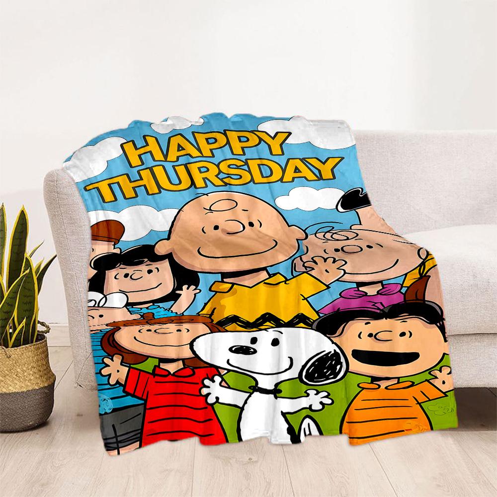 Peanuts Characters Panels Blanket Durable Comfort Perfect for Seaside Chair Sofa All-Season Use Modern Style Birthday Christmas Gift Blanket