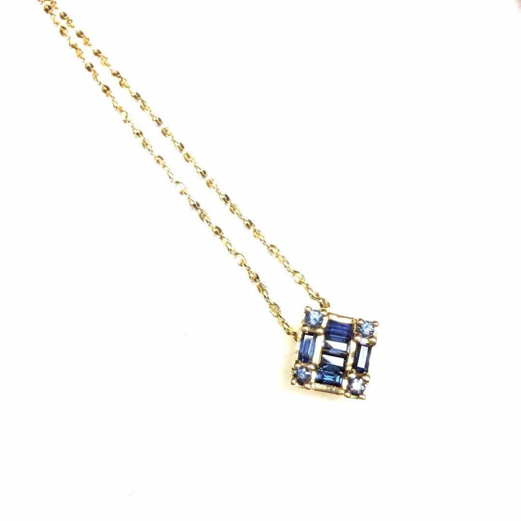 Used bellesiora Blue Sapphire Square Necklace