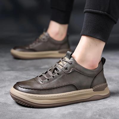 Italian 2025 Casual Flat Designer Shoes Genuine Leather Men Non-slip Vulcanized Shoes Outdoor Wear-resistant Sneakers