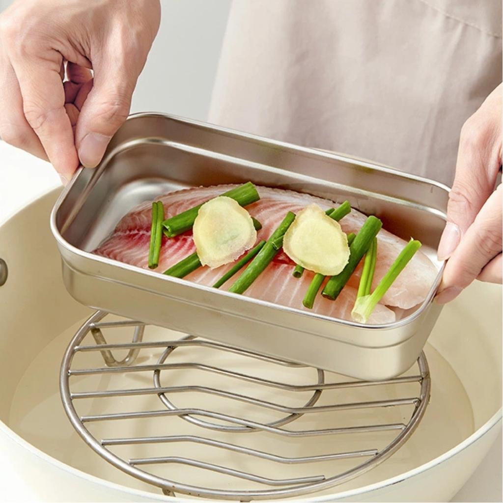  Fridge Food Storage Box Stackable 304 Stainless Steel Food Container Sealed Frozen Fresh-keeping Box Kitchen Organizer