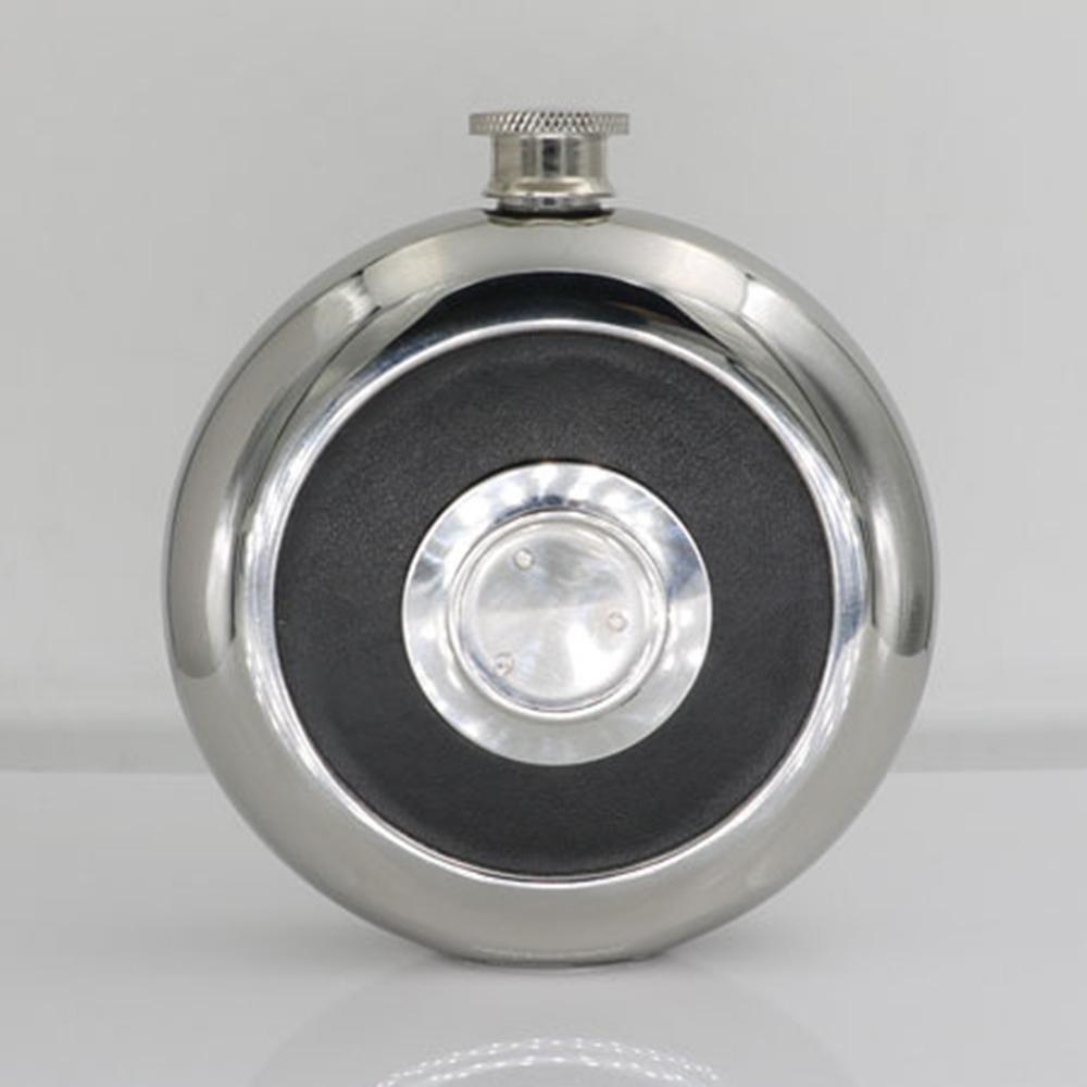 

304 stainless steel hip flask, wineglass funnel set, Mirror face cake shaped small wine pot, Portable flagon wine set, 5oz