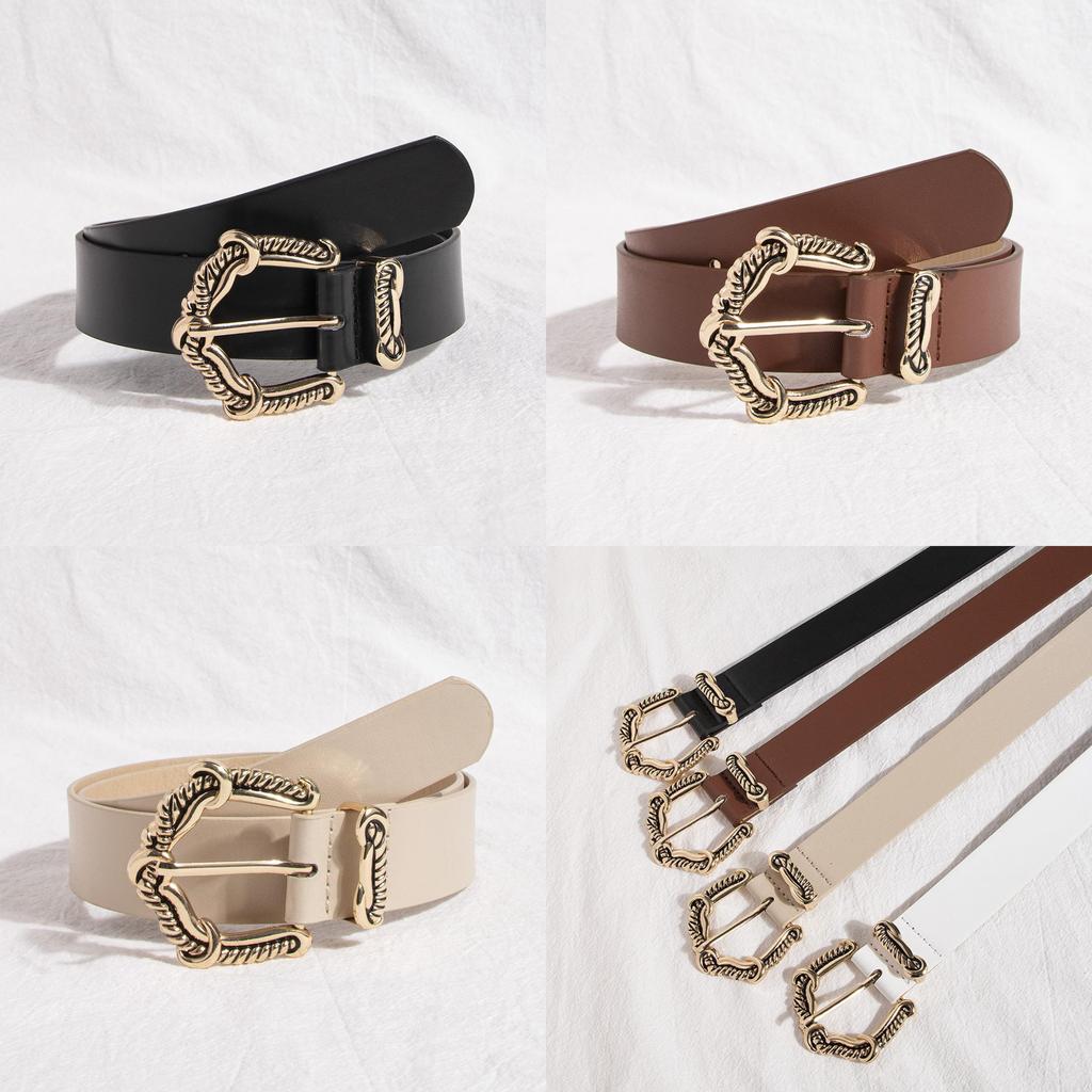 Womens Chic Faux Leather Belt With Alloy Buckle For Elegant Office Fashion