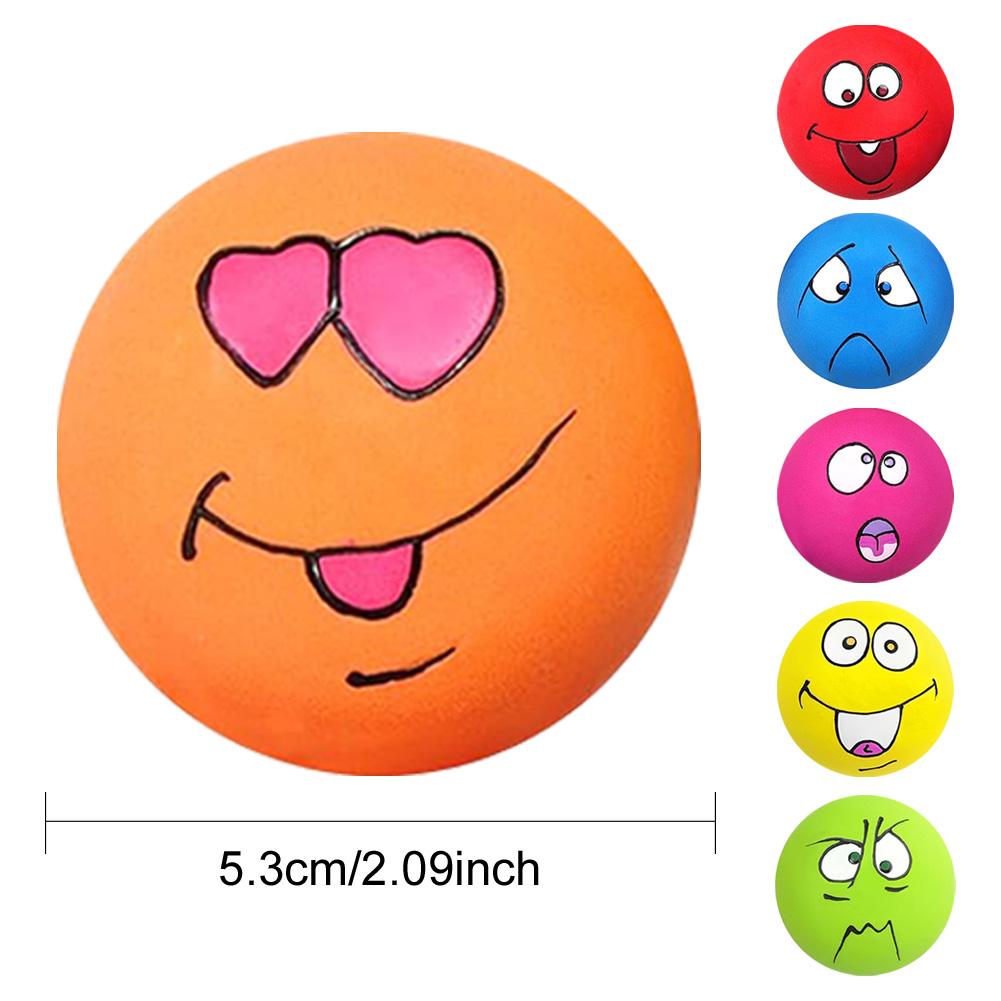 6Pcs Smile Face Dog Squeaky Toys Soft Latex Squeak Balls Bouncy Cute Face Pet Dog Toys for Puppy Small Pet Dogs