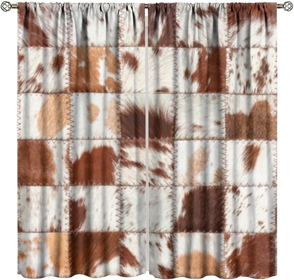 Leopard Print Curtains Rustic Safari Theme 3D wild Animal Fur Skin Brown Farm Window Treatments for Kids Living Room Bedroom