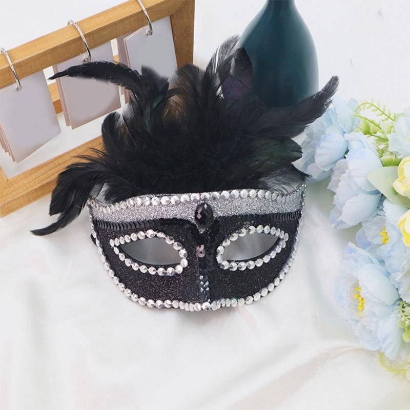 Lightweight Plastic Feather Mask For Cosplay Gothic Event Comfortable Halloween Party Costume Accessory