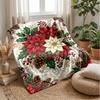 Elegant Rose Floral Design Theme Blanket Lightweight Warm Flannel Blanket Decorative Throw Blanket for Home Decoration