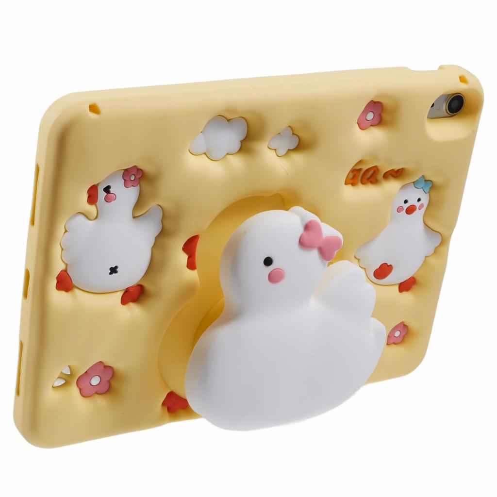 For iPad (2025)/10.9 (2022) Silicone Tablet Case 3D Duck Pattern Design Protective Cover with Shoulder Strap