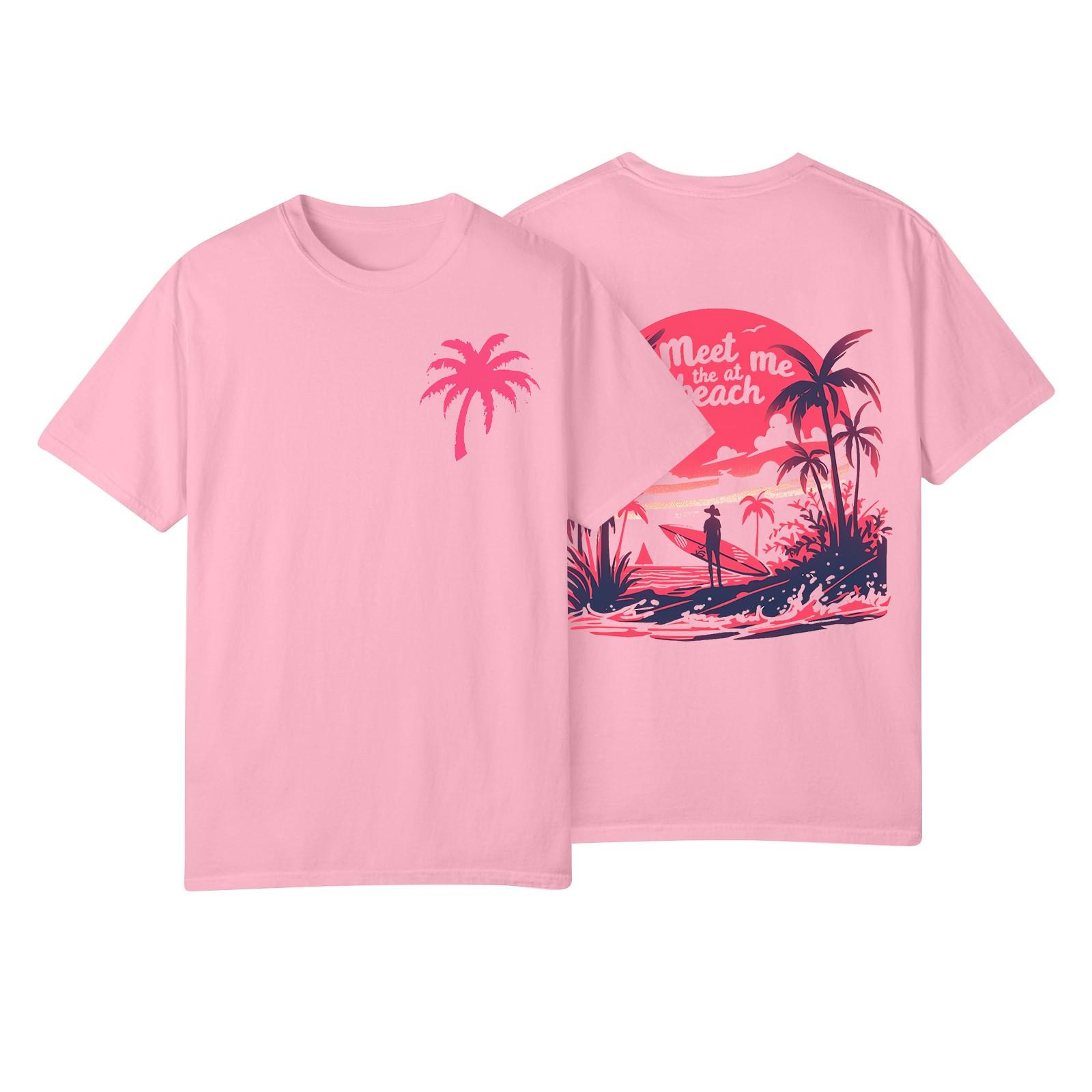 Women s Fashion Printed Casual Pleated Round Short Sleeve T-Shirt Top S