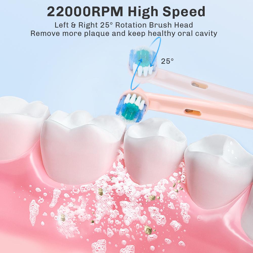 Smart Rotating Electric Toothbrush, Rechargeable Rotary Toothbrush with 4 Heads, 3 Modes Deep Clean Whitening Teeth for Kids