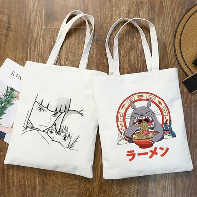Totoro Studio Ghibli Miyazaki Hayao Alışveriş Çantası Anime Çantaları Karikatür Baskı Alışveriş Çantaları Eko Kanvas Tote Çanta Pacakge Plaj Çantası