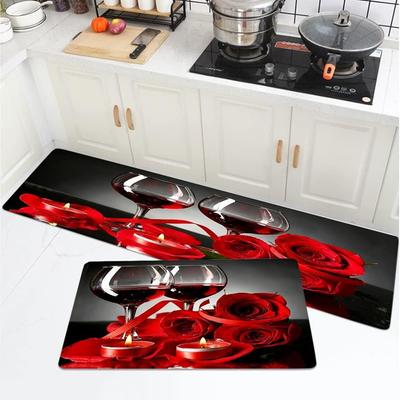 Tappeti da Cucina Rossi Tappetini Vino Rosa Imbottiti Antifatica Lavabili Tappetini da Pavimento per Cucina Lavanderia Tappeto Runner per Cucina