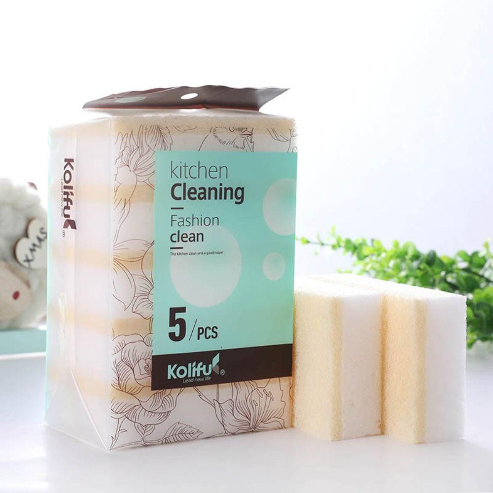 Double-Sided Household Emery Cleaning Accessories Dishwashing Sponge Scouring Pad Magic Sponge