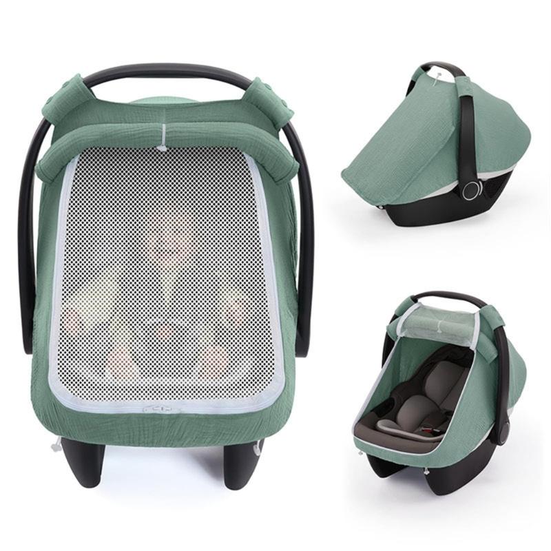 

Infant Car Seat Cover Solid Color Canopy 360 Degree Protections Double Layer Window Design for Outdoor Comfort 1 зелений