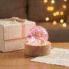 LED Wood Stand Luminous Crystal Ornaments Shiny Glaze Beads Glass Sphere Figurine  Home Decoration