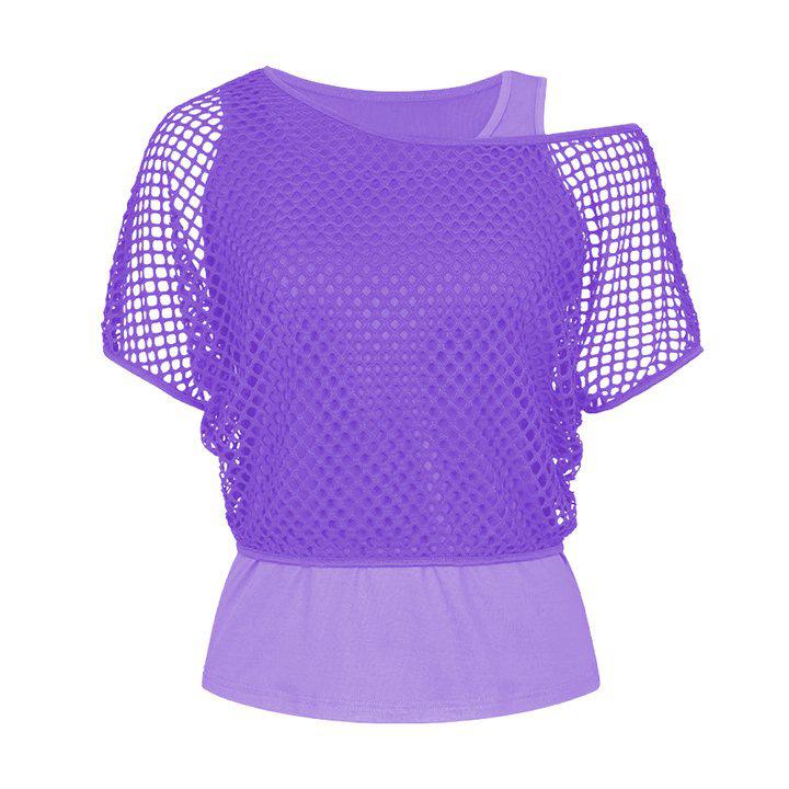 

Жіночий неоновий ажурний сітчастий топ, літня футболка з короткими рукавами, комплект із двох предметів, вуличний одяг, однотонні футболки, топи Camisetas De Mujer XL рожевий