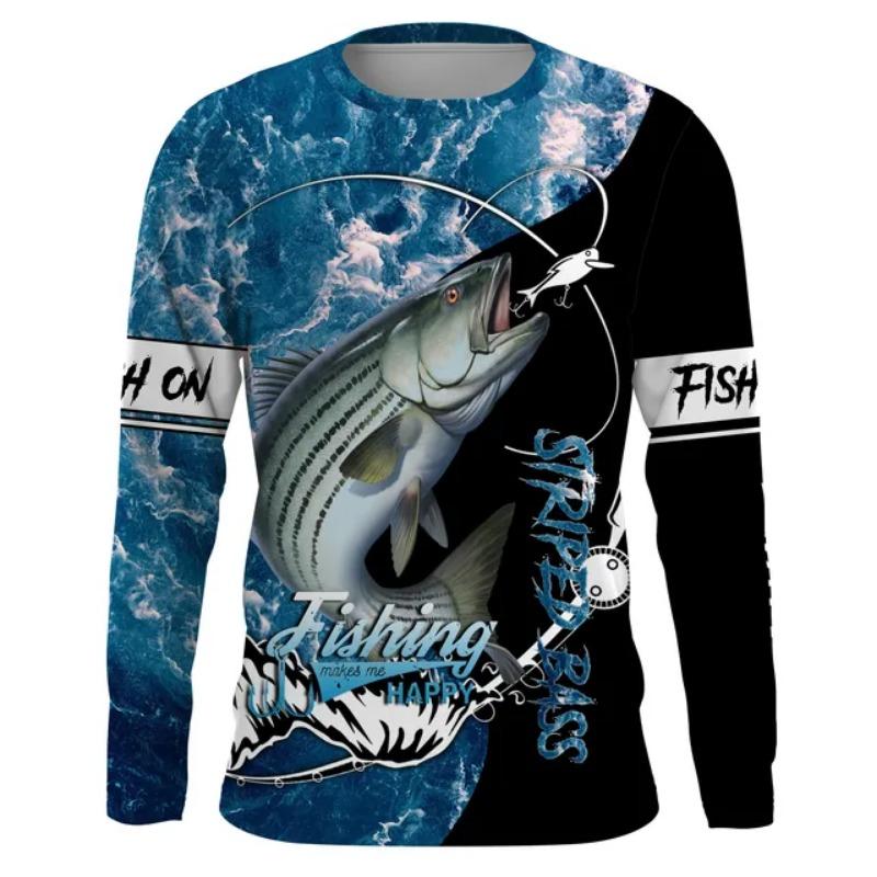 Men's Long Sleeve T-shirt 3d Fishing Print Graphic T Shirts Men Women Fashion Tops Tees Men's Clothing Outdoors Sportwear Tops