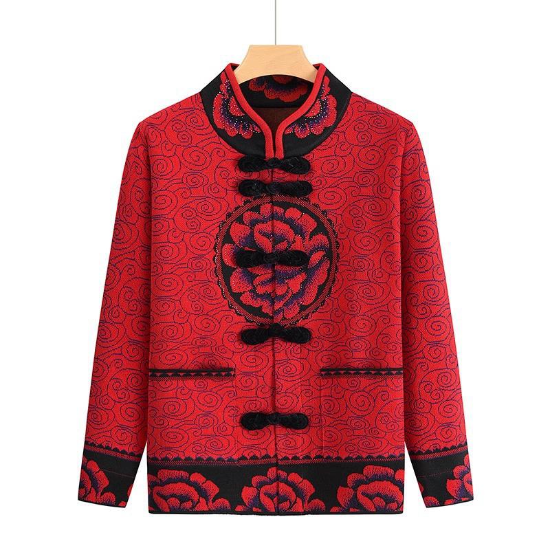 60-Year-Old Women's Tang Suit Jacket - Grandma's Longevity Birthday Cardigan