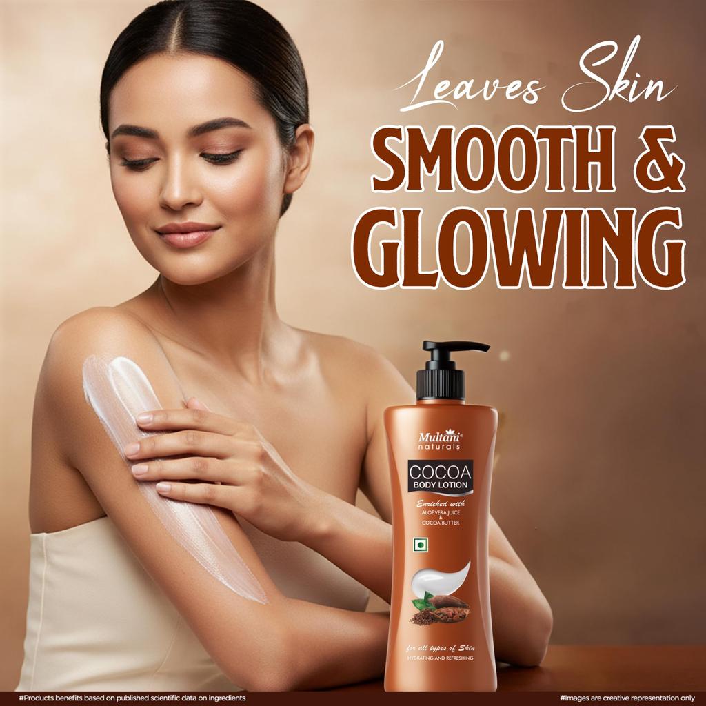 Multani Natural Cocoa Body Lotion (400ml) | Moisturising Body Lotion for Women & Men | Hydrating & Refreshing | Helps In Dryness Reduction & Softe