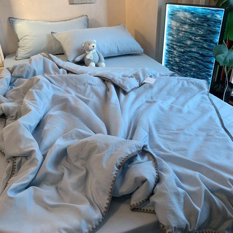 

Однотонное однослойное/двухслойное вышитое охлаждающее одеяло-кондиционер для тонкой кровати, летнее одеяло 150x200cm