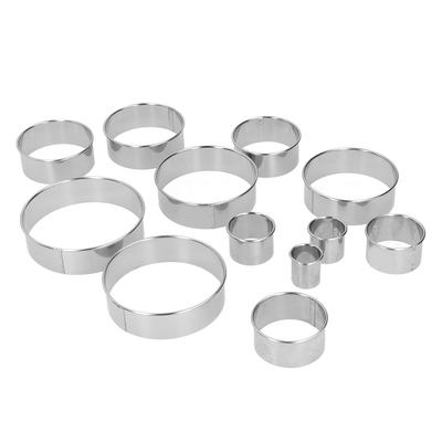12PCS Set Stainless Steel Mousse Ring Round Cake Mold Fondant Cookies Cutting Mold Baking Tool