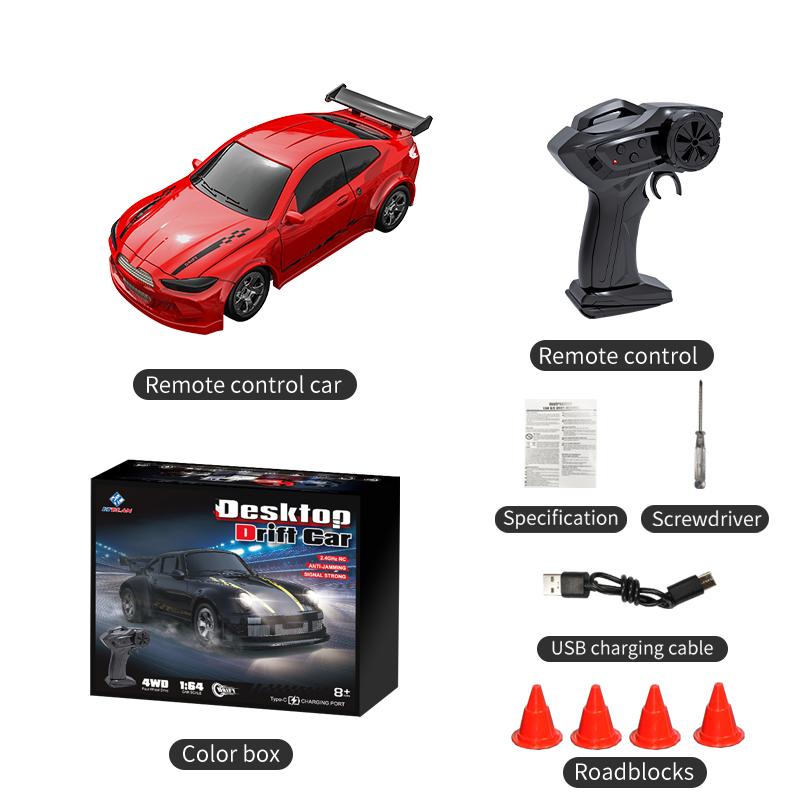 Kf20 1:64 Rc Drift Car Four-Wheel Remote Control Cars Competition Racing Car Full Proportions Desktop Car Model Toys Boys Gifts