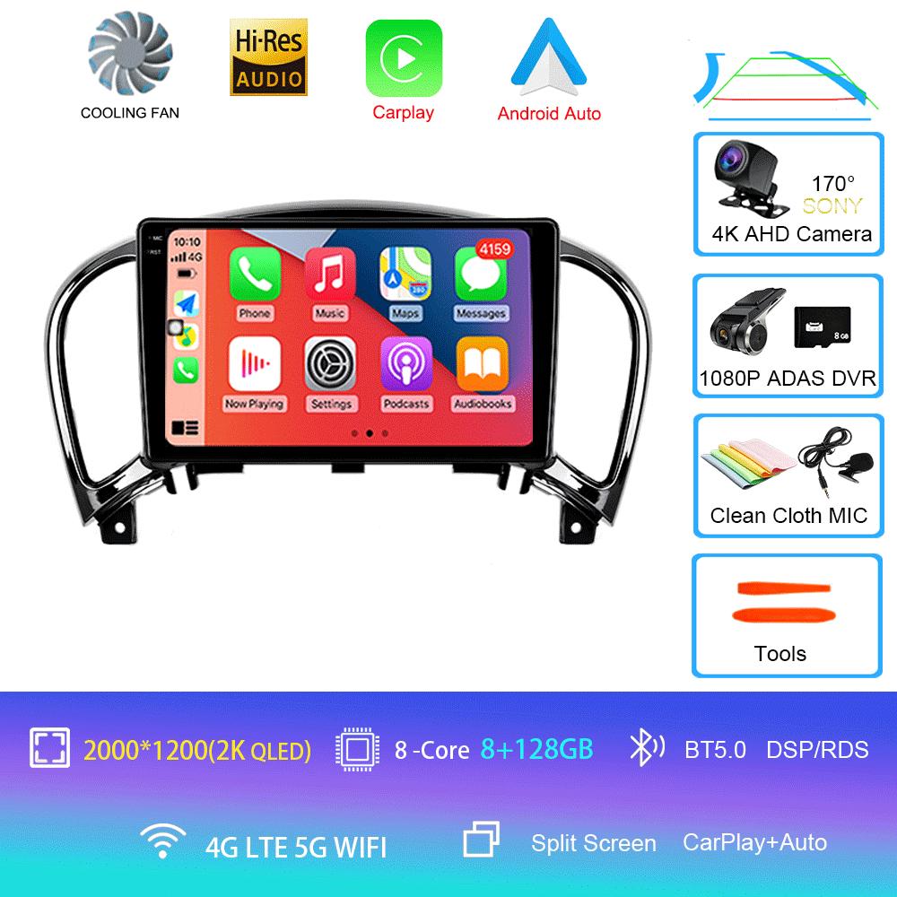 Car Radio Android 14 Carplay Auto For Nissan Juke YF15 2010 2011 2012 2013 2014 Multimedia Player WIFi+4G DSP 2 DIN Touch Screen