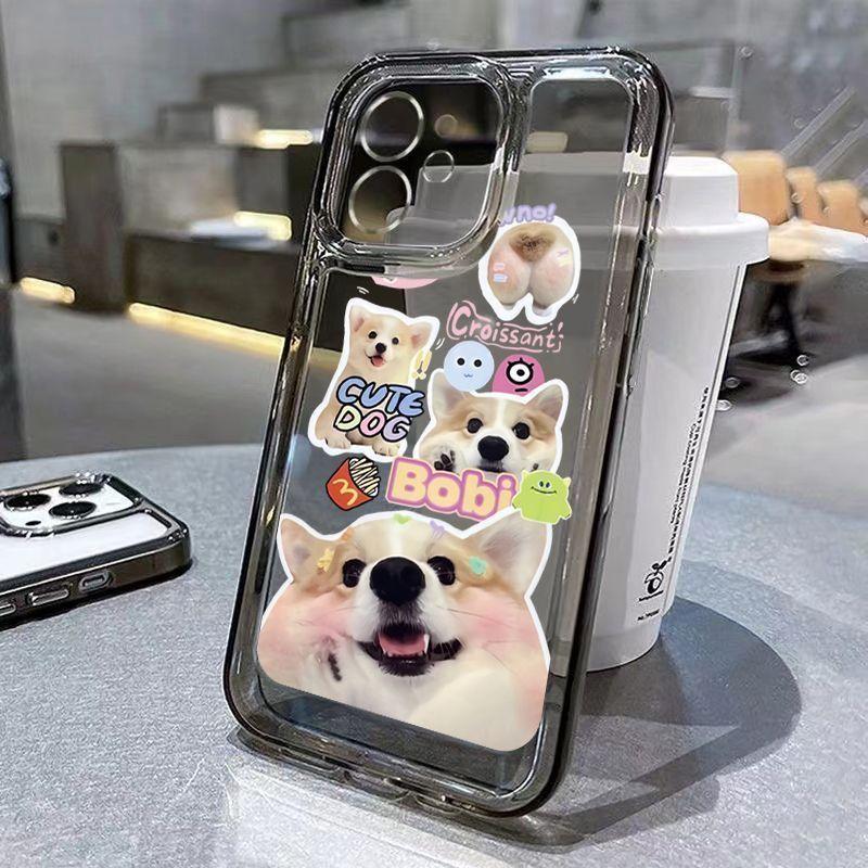 Cute Corgi Sticker Collage Phone Case for iPhone 17 16 15 14 13 12 11 16E Series Pro Max Plus Double Layer Protection