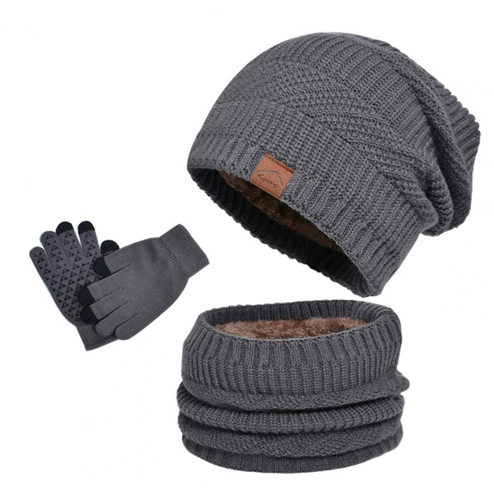 

Комплект из 3 предметов: шапка, шарф и перчатки, толстые плюшевые, вязаные, теплые, эластичные, с ушками, на пять пальцев, ветрозащитные, для зимнего отдыха на открытом воздухе, для велоспорта серый