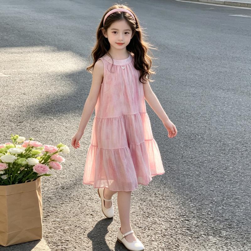 Robe d'été Princesse en Mousseline à Bretelles Fines pour Filles 2025