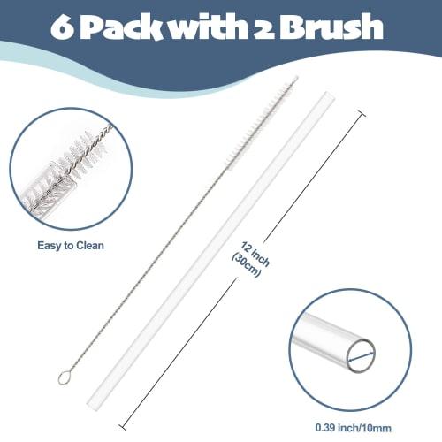 REAPEX Stanley Replacement Straws for 30/40 oz. Stanley Reusable Tumblers, 30cm, Tritan, BPA-Free & Food-Grade Plastic, Set of 6 Clear Plastic Long St