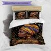 3pcs Custom Name Ethereal African Goddess Bedding Set Printed Bedding Set Duvet Cover Closure Includes 1 Duvet Cover & 2 Pillowcases Bedroom Decor