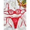 New style romantic love embroidery sexy suspenders see-through mesh with underwires
